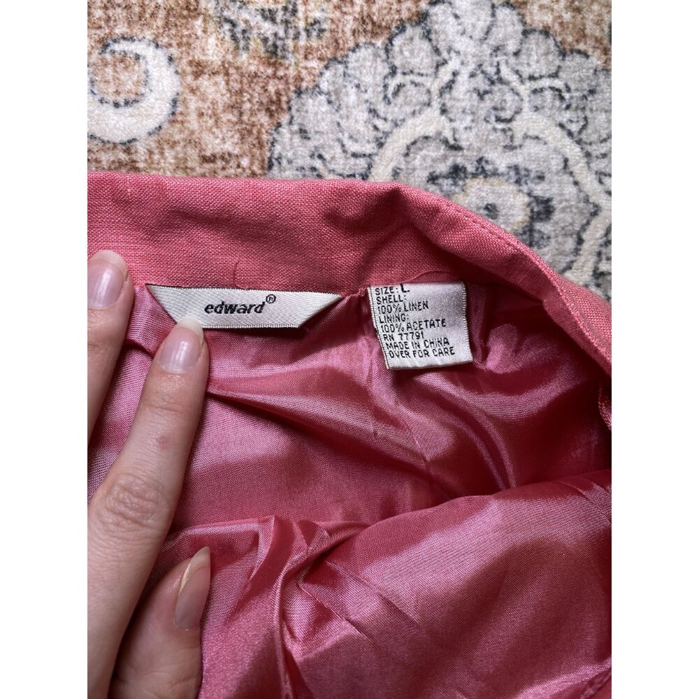 Edward Pink 100% Linen Wrap Skirt Size Large Summer - Picture 5 of 10